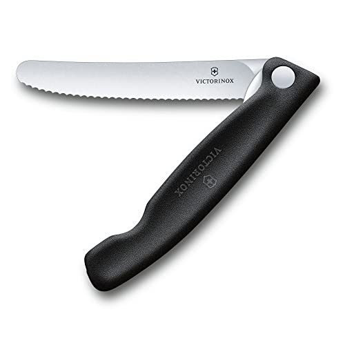 Victorinox 4.3-Inch Swiss Classic Foldable Paring Knife with Wavy Edge in Black - PUF HOUSE
